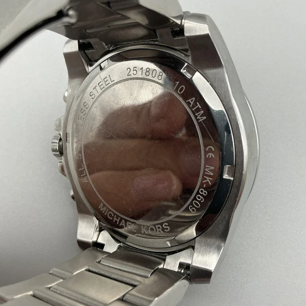 Michael Kors Mens Watch 45mm Stainless Chronograph Date MK-8609 New Battery 6.5